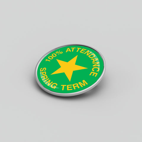 Spring Term 100% Attendance Award - 25mm Round