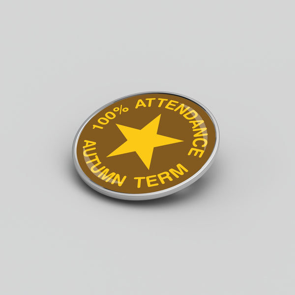 Autumn Term 100% Attendance Award - 25mm Round Badge