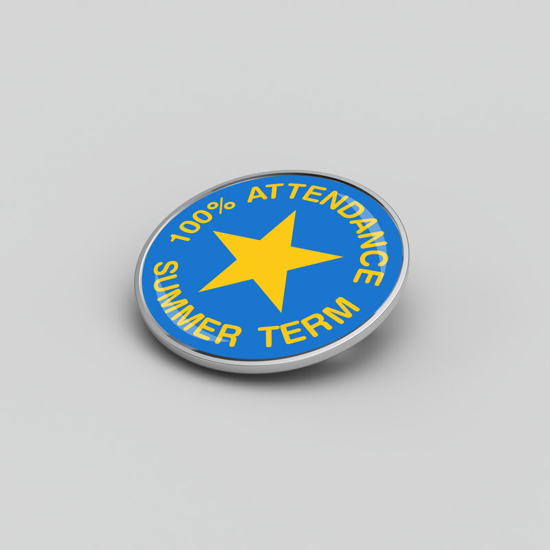 Summer Term 100% Attendance Award - 25mm Round Badge