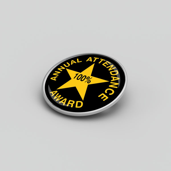 Annual 100% Attendance Award - 25mm Round Badge